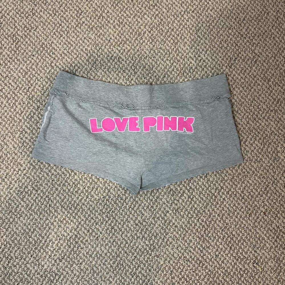 Cute vintage y2k VS PINK low rise gray mini/ micro sweat bum logo shorts